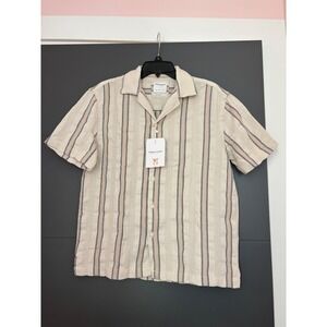 DENIM & FLOWER RICKY SINGH Mens Striped Relaxed Fit Short Sleeve Shirt